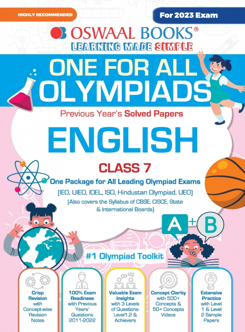 Oswaal One For All Olympiad Previous Years’ Solved Papers, Class-7 English Book (For 2023 Exam)