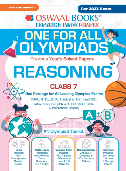Oswaal One For All Olympiad Previous Years’ Solved Papers, Class-7 Reasoning Book (For 2023 Exam)