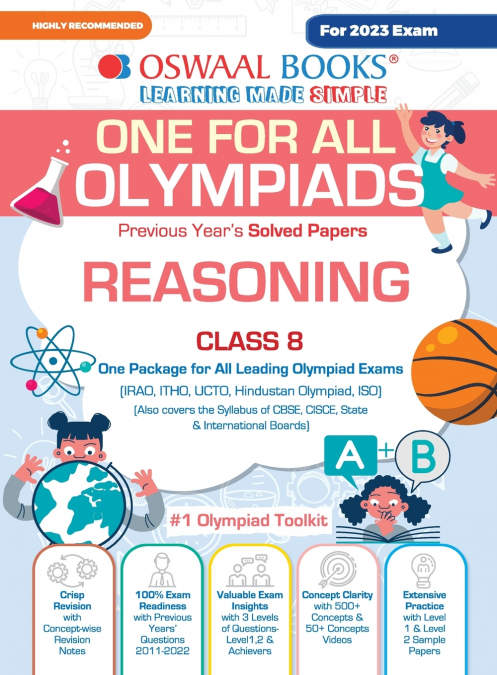 Oswaal One For All Olympiad Previous Years’ Solved Papers, Class-8 Reasoning Book (For 2023 Exam)