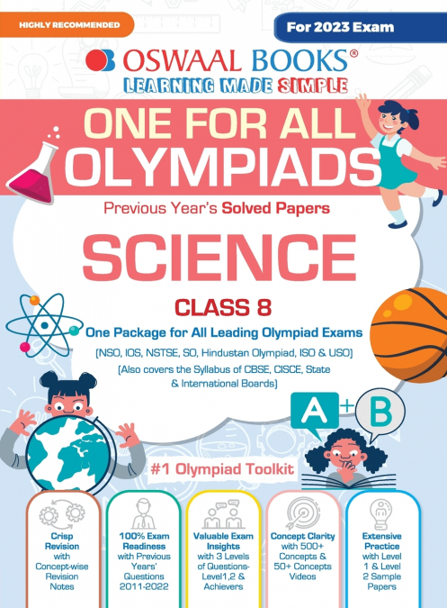 Oswaal One For All Olympiad Previous Years’ Solved Papers, Class-8 Science Book (For 2023 Exam)