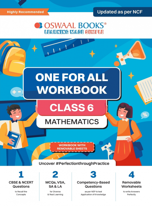 Oswaal NCERT & CBSE One For All Workbook | Mathematics | Class 6 | Updated As Per NCF | MCQ’s | VSA | SA | LA | For Latest Exam