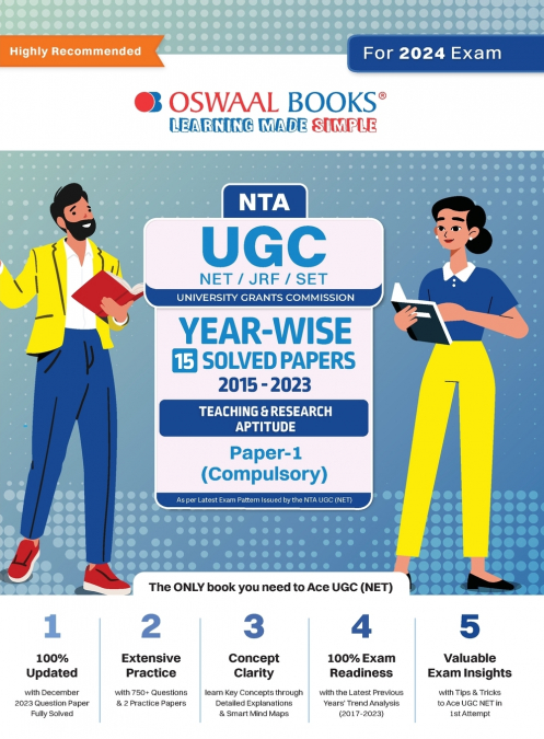 Oswaal NTA UGC NET/JRF/SET Paper-1 (Compulsory) | 15 Year’s Solved Papers Teaching & Research Aptitude | Yearwise | 2015-2023 | For 2024 Exam