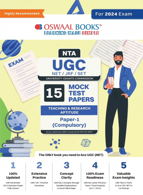 Oswaal NTA UGC NET/JRF/SET Paper-1 (Compulsory) | 15 Year’s Mock Test Papers Teaching & Research Aptitude | Yearwise | 2015-2023 | For 2024 Exam