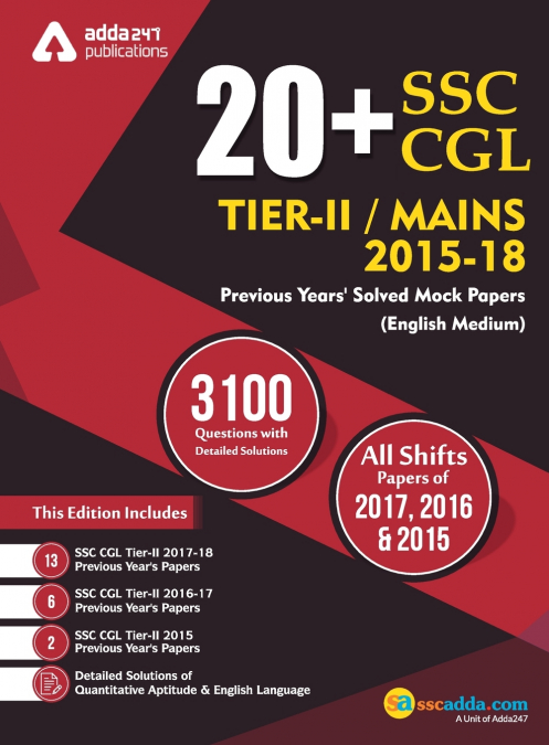 20+ SSC CGL Tier II 2015-18 Previous Year’s Paper Book (English Printed Medium)
