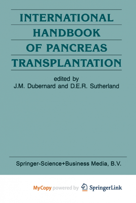 International Handbook of Pancreas Transplantation