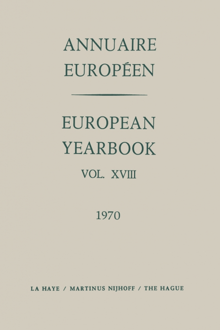 Annuaire Européen / European Yearbook