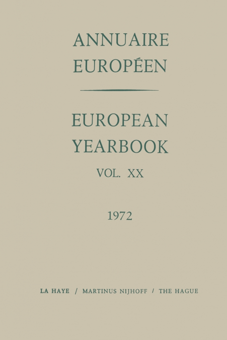 Annuaire Européen / European Year Book