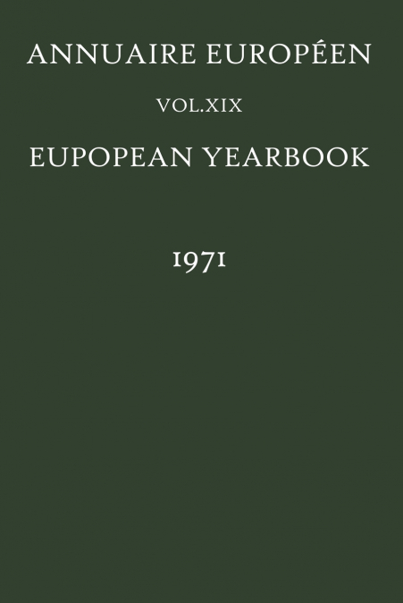Annuaire Européen / European Yearbook