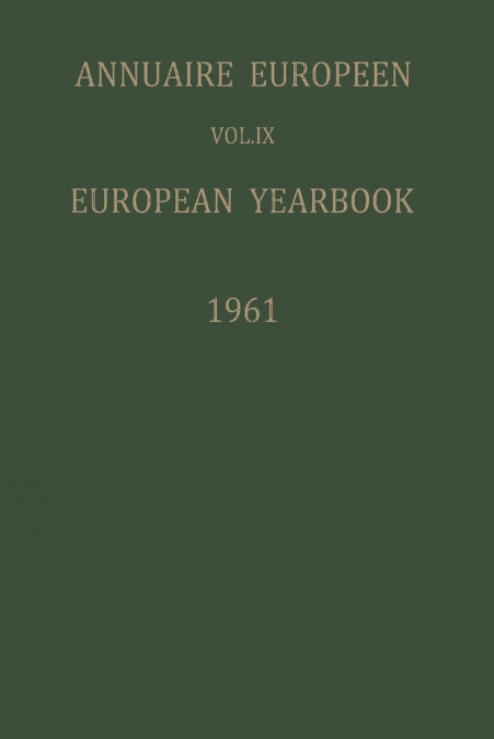Annuaire Européen / European Yearbook