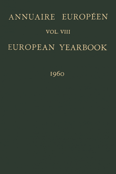 Annuaire Européen / European Yearbook