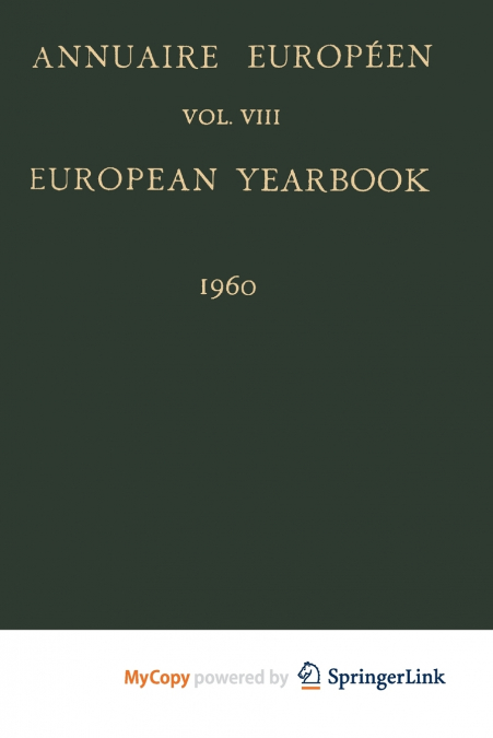 Annuaire Européen / European Yearbook