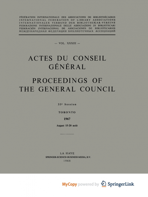 Actes du Conseil Général / Proceedings of the General Council