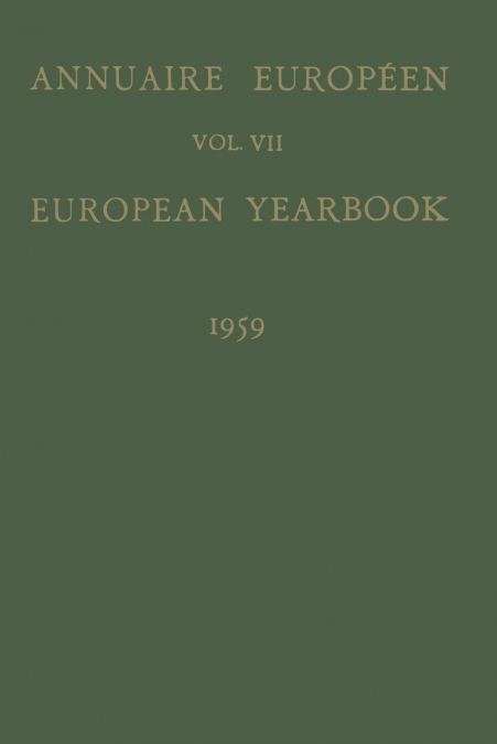 Annuaire Europeen / European Yearbook