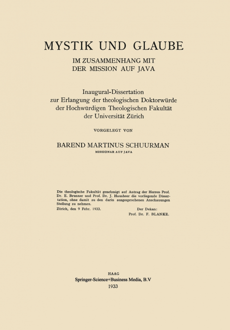Mystik und Glaube im Zusammenhang mit der Mission auf Java