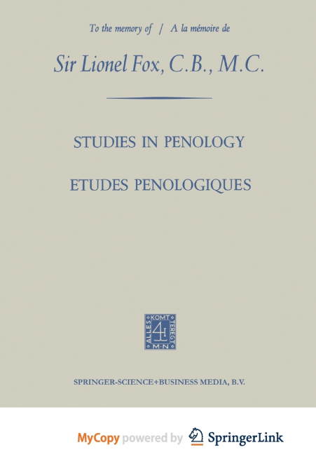 Studies in Penology / Études Pénologiques