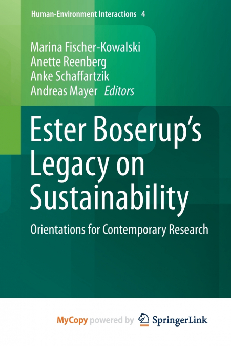 Ester Boserup’s Legacy on Sustainability