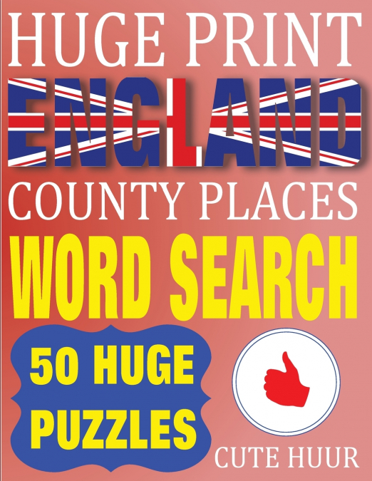 Huge Print England County Places Word Search