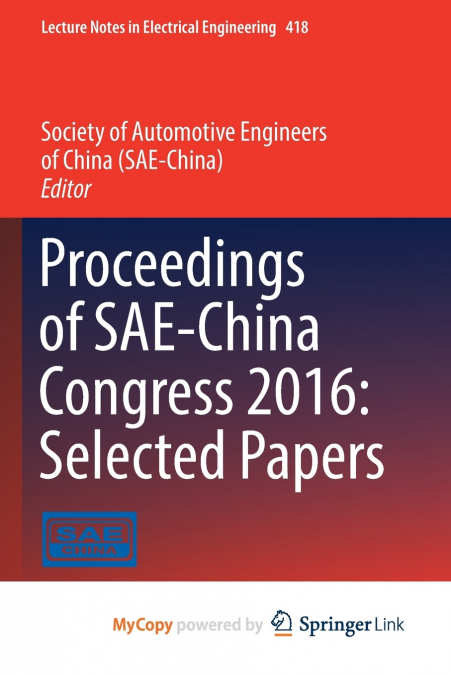 Proceedings of SAE-China Congress 2016