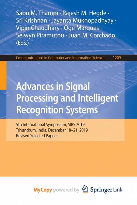 Advances in Signal Processing and Intelligent Recognition Systems
