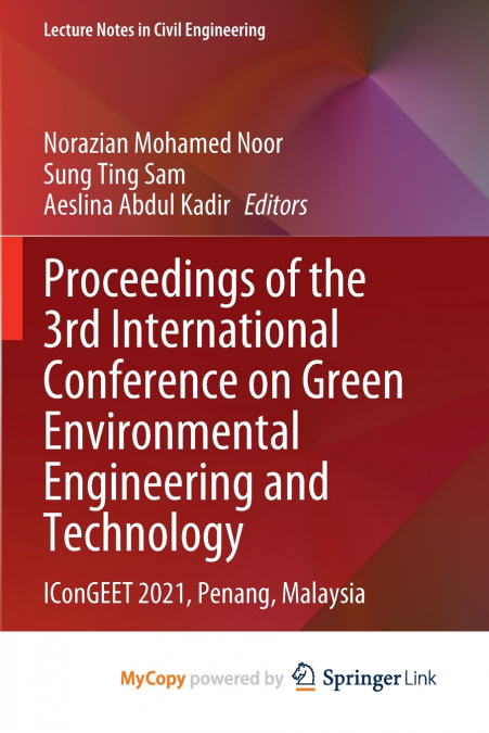 Proceedings of the 3rd International Conference on Green Environmental Engineering and Technology