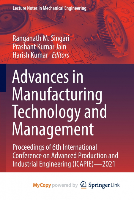 Advances in Manufacturing Technology and Management