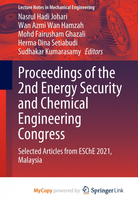 Proceedings of the 2nd Energy Security and Chemical Engineering Congress