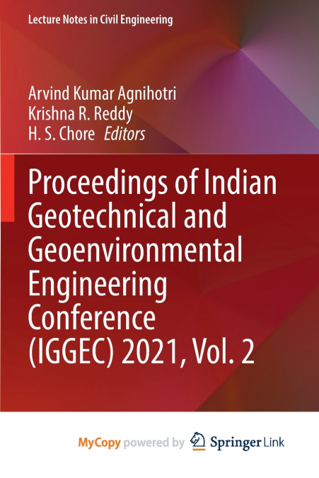 Proceedings of Indian Geotechnical and Geoenvironmental Engineering Conference (IGGEC) 2021, Vol. 2