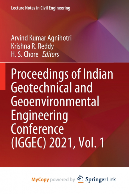 Proceedings of Indian Geotechnical and Geoenvironmental Engineering Conference (IGGEC) 2021, Vol. 1