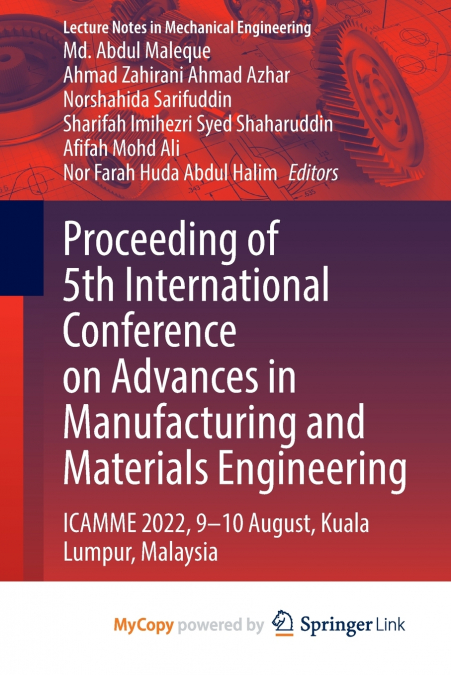 Proceeding of 5th International Conference on Advances in Manufacturing and Materials Engineering