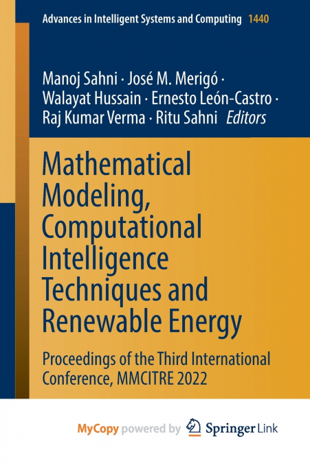Mathematical Modeling, Computational Intelligence Techniques and Renewable Energy