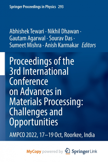 Proceedings of the 3rd International Conference on Advances in Materials Processing