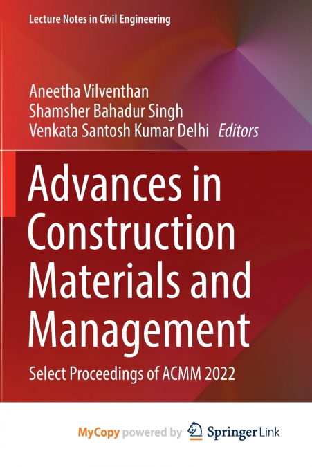Advances in Construction Materials and Management