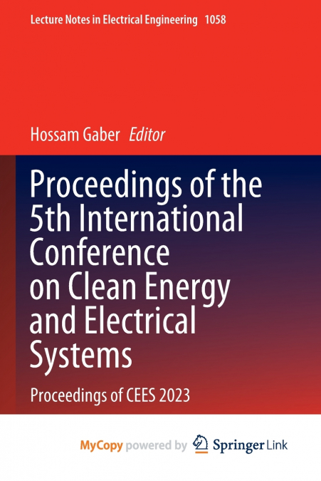 Proceedings of the 5th International Conference on Clean Energy and Electrical Systems