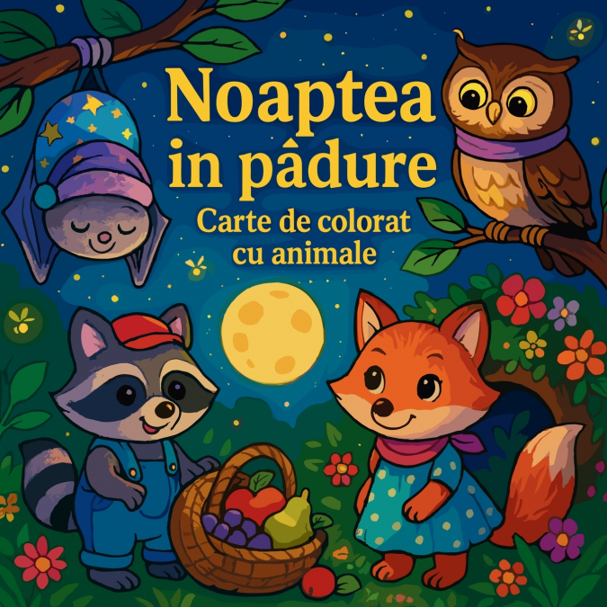 Noaptea în pădure - Carte de colorat cu animale