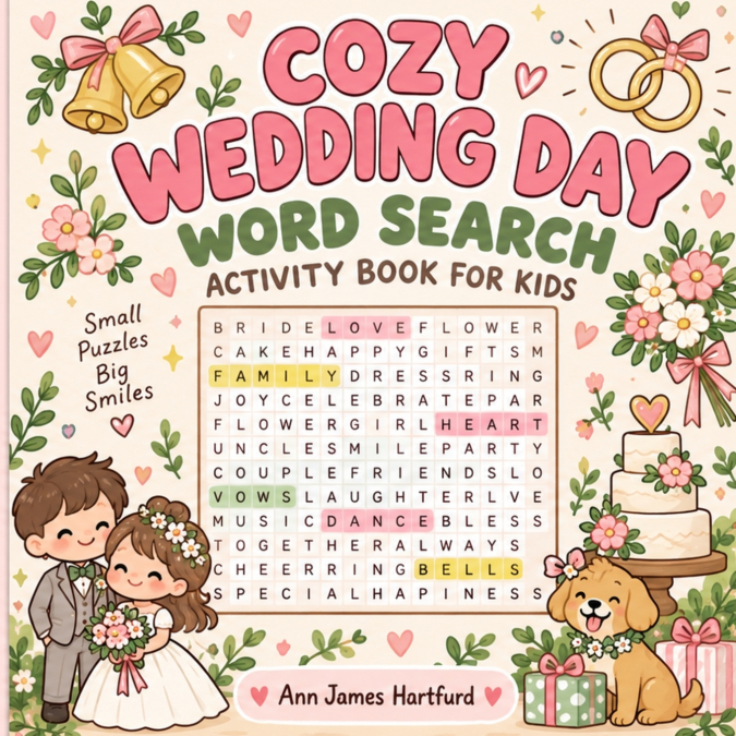 Cozy Wedding Day Word Search Activity Book for Kids