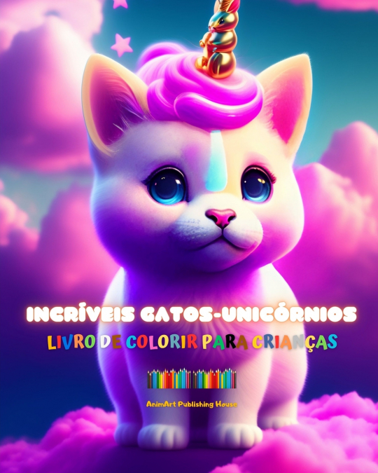 Incríveis gatos-unicórnios | Livro de colorir para crianças | Criaturas de fantasia adoráveis e cheias de amor
