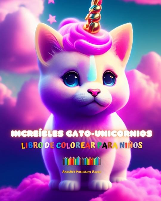 Increíbles gato-unicornios | Libro de colorear para niños | Adorables criaturas fantásticas llenas de amor