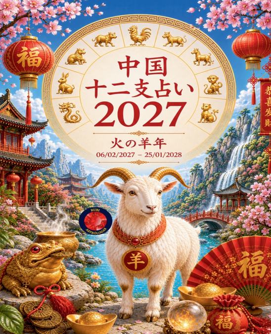中国 十二支占い 2027 火の羊年 02/06/2027 - 01/25/2028