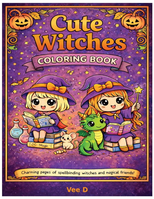 Cute Witches Coloring Book