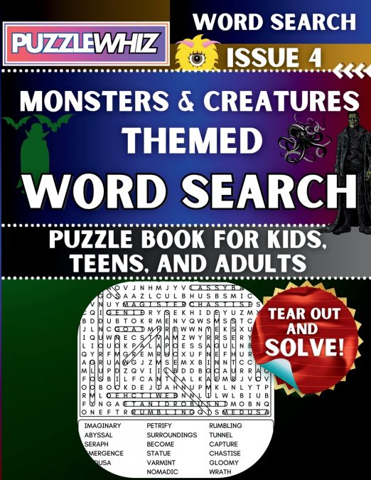 Monsters and Creatures - Themed Word Search - Fun & Educational Puzzles for Kids, Teens, and Adults (Large Print Edition)