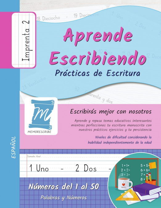 Practicas de Escritura - Números del 1 al 50 - Letra Imprenta, Nivel 2