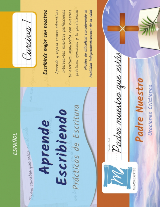Prácticas de Escritura - Oración Padre Nuestro - Letra Cursiva, Nivel 1
