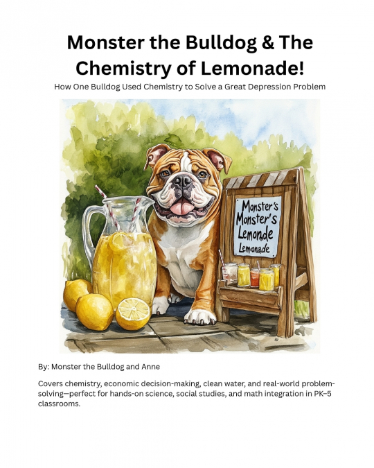 Monster the Bulldog and The Chemistry of Lemonade! A fizzy tale of sugar, science, and sticky paws.