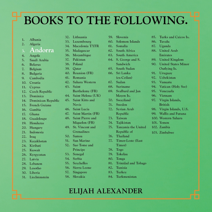 BOOKS TO THE FOLLOWING.