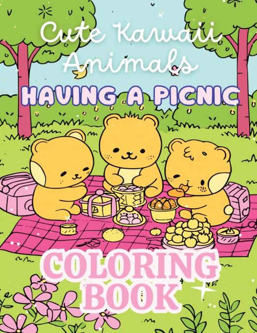 Cute Kawaii Animals Having a Picnic Coloring Book