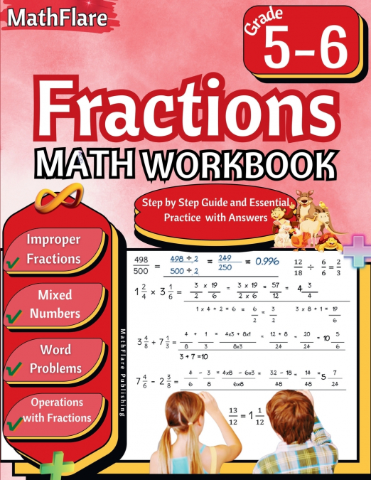 Fractions Math Workbook 5th and 6th Grade