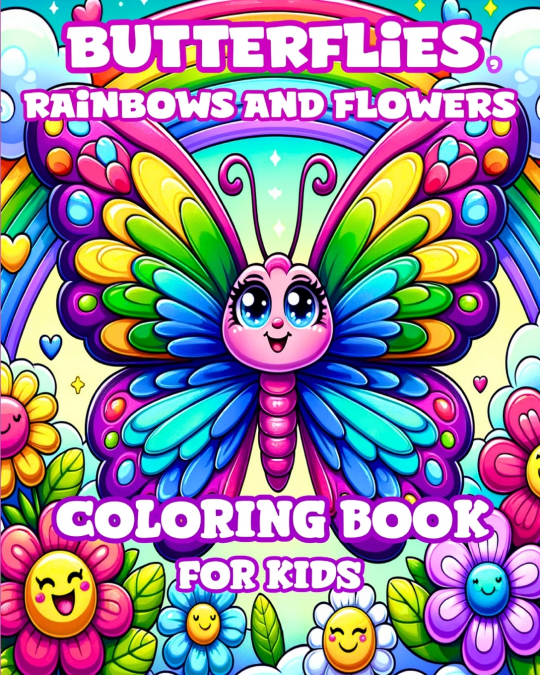 Butterflies, Rainbows and Flowers Coloring Book for Kids