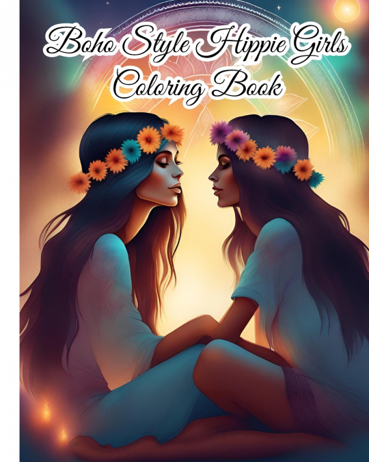 Boho Style Hippie Girls Coloring Book