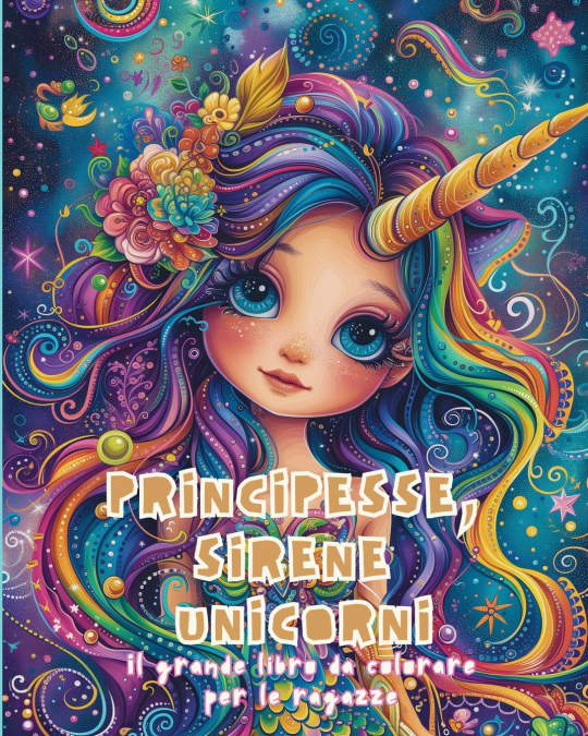 Principesse, Sirene e Unicorni - Il grande libro da colorare per ragazze