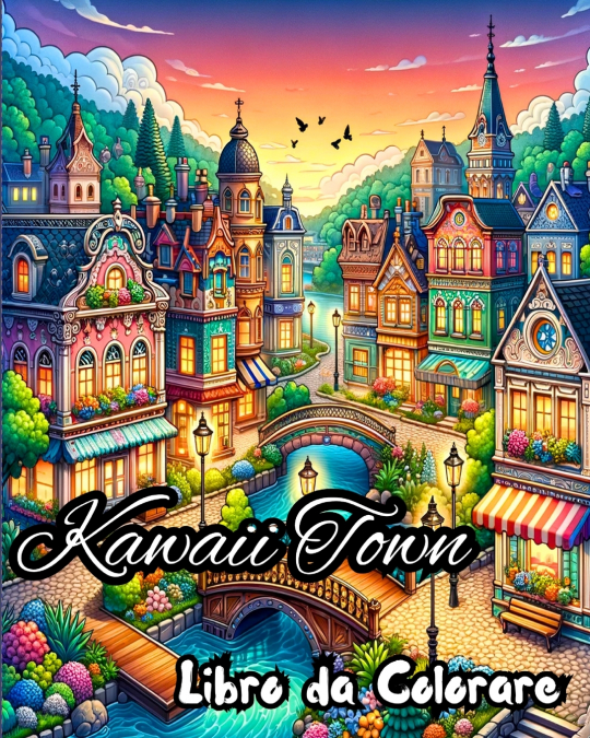 Libro da Colorare Kawaii Town